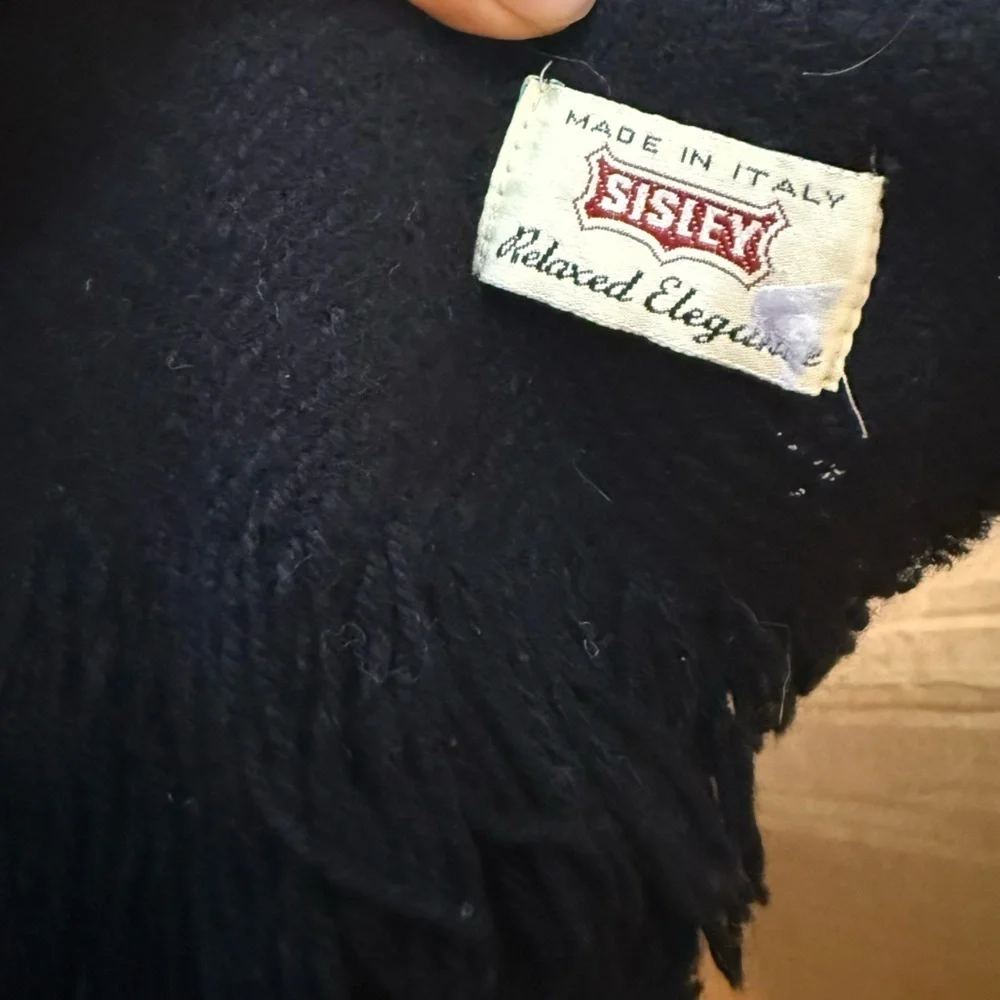 Sisley Vintage Wool Two Toned Chevron Unisex Blanket Scarf